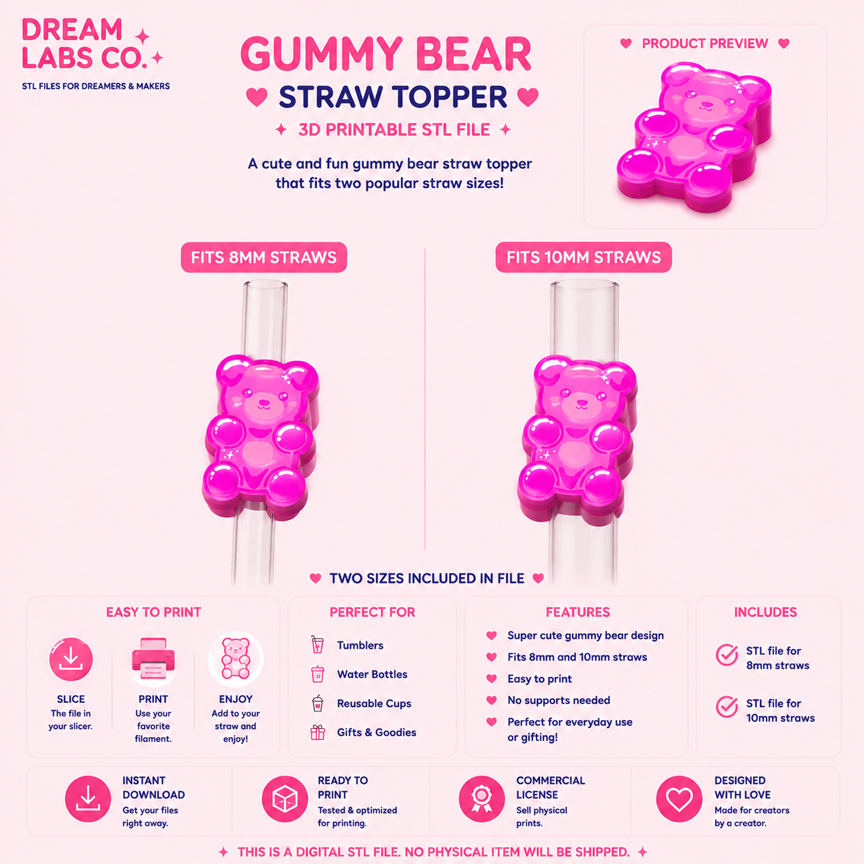 GUMMY BEAR STRAWTOPPER STL