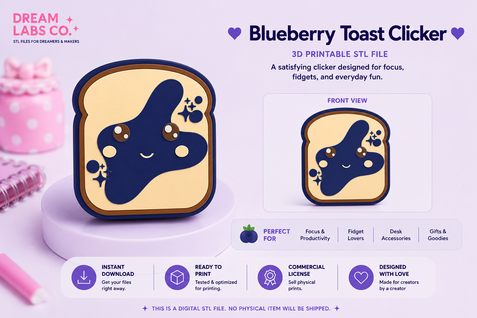Blue Berry Toast Clicker STL File